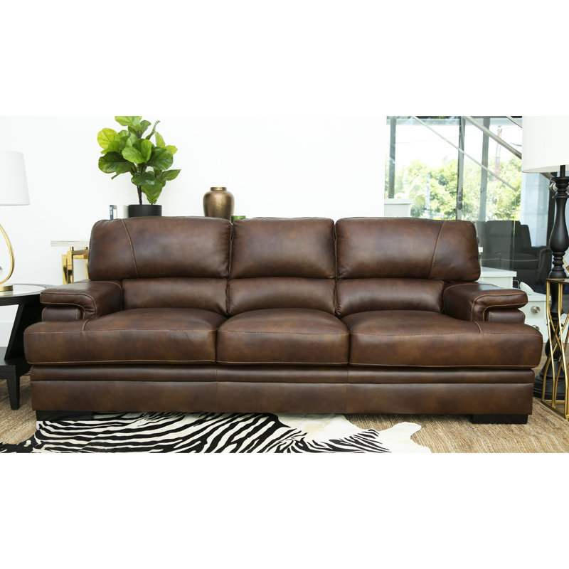 Red Barrel Studio Knuth Leather 90.6 inches Pillow top Arms Sofa